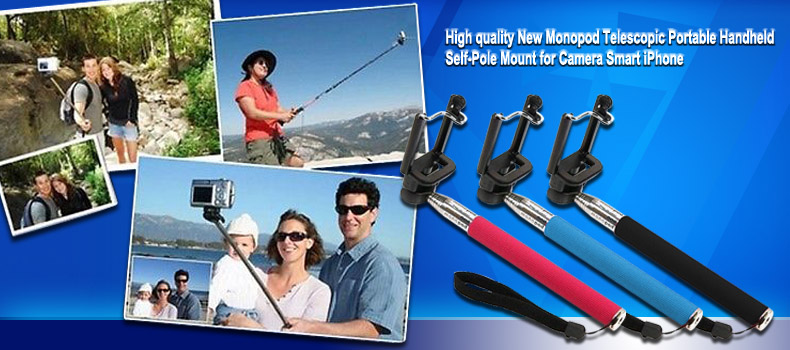 High quality New Monopod Telescopic Portable Handheld Self-Pole Mount for Camera Smart iPhone 