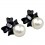 Black Bow Knot + Pearl Earrings
